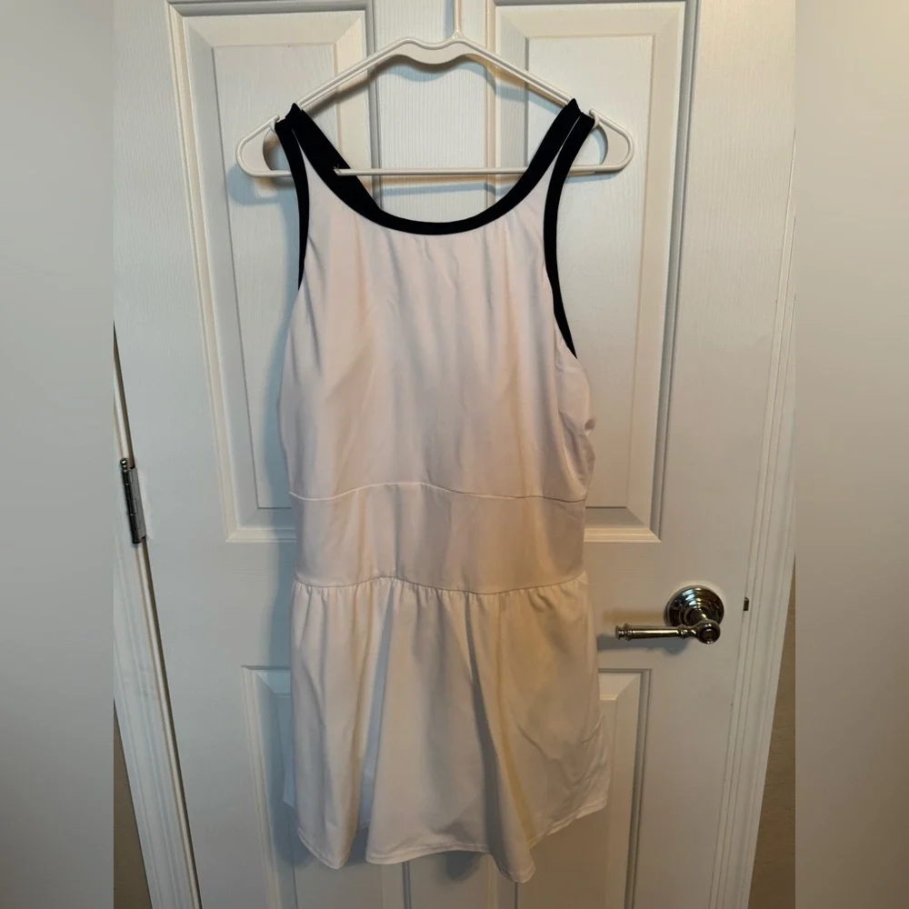 Lands' End Women’s Swimsuit Dress White & Navy Blue 20W